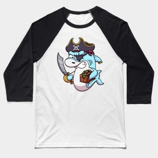 Pirate Shark With Treasure Baseball T-Shirt